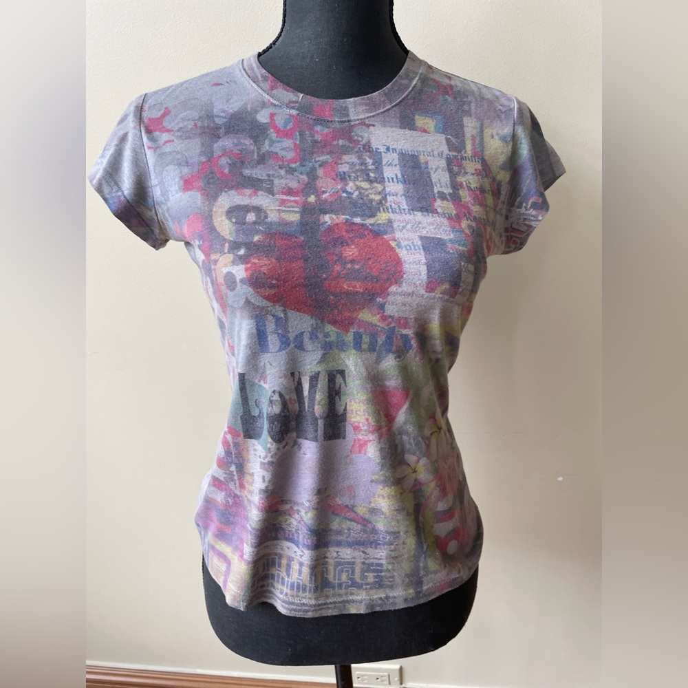 Gray Multicolor Graphic Short Sleeve Tee